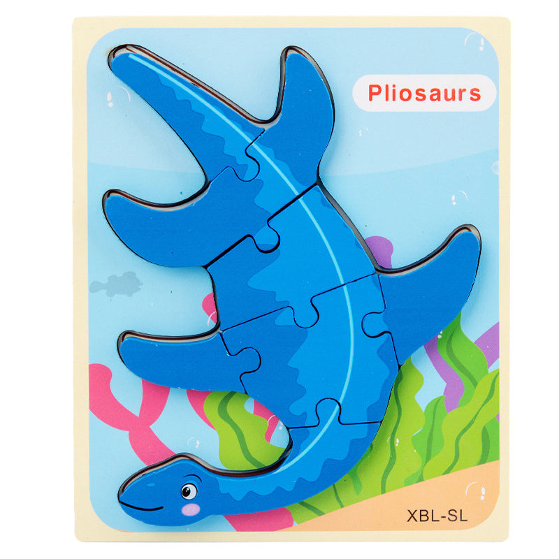 Puzzle 3D en Bois pour Enfants - Dinosaure Cartoon, Jeu Éducatif Montessori pour l'Éveil Précoce"