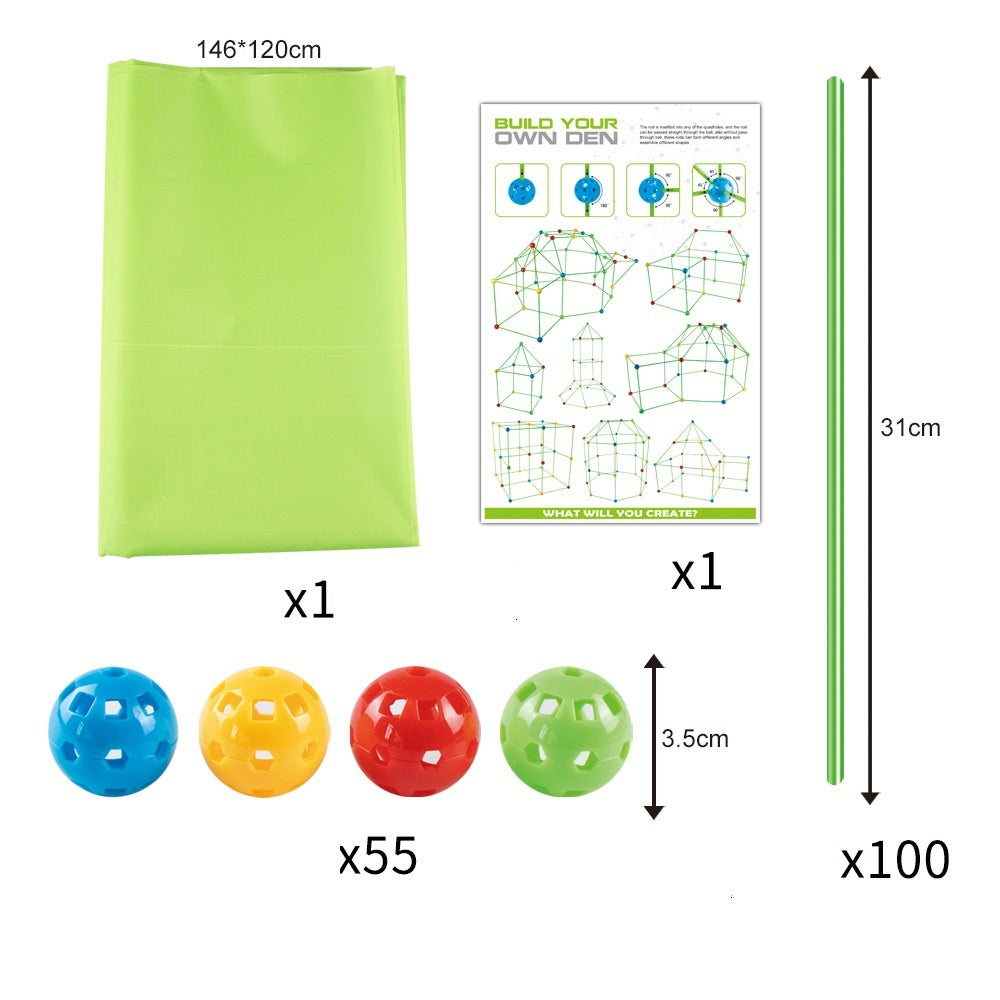 Kit de Construction de Fort en Perles pour Enfants - Jeu de Tente Créatif et Modulable