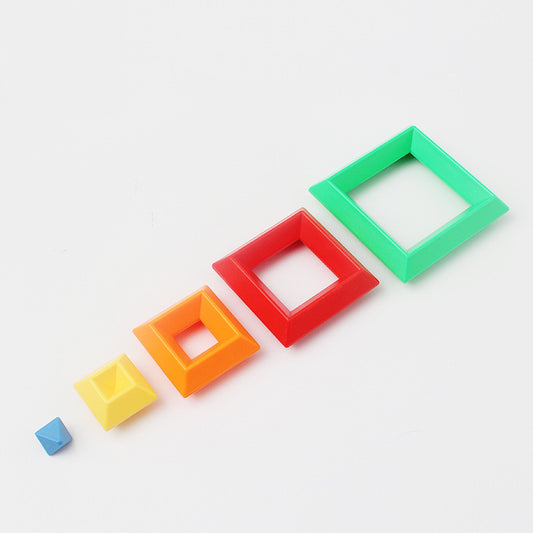 Tour Arc-en-Ciel en Bois - Jeu de Blocs Colorés et Éducatifs Montessori pour Enfants