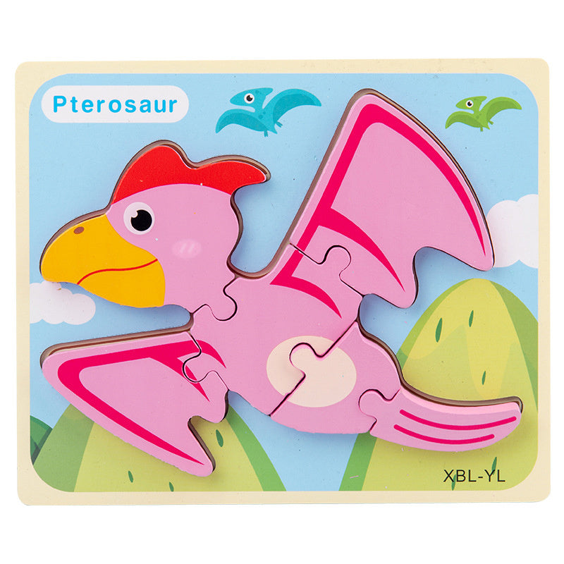 Puzzle 3D en Bois pour Enfants - Dinosaure Cartoon, Jeu Éducatif Montessori pour l'Éveil Précoce"