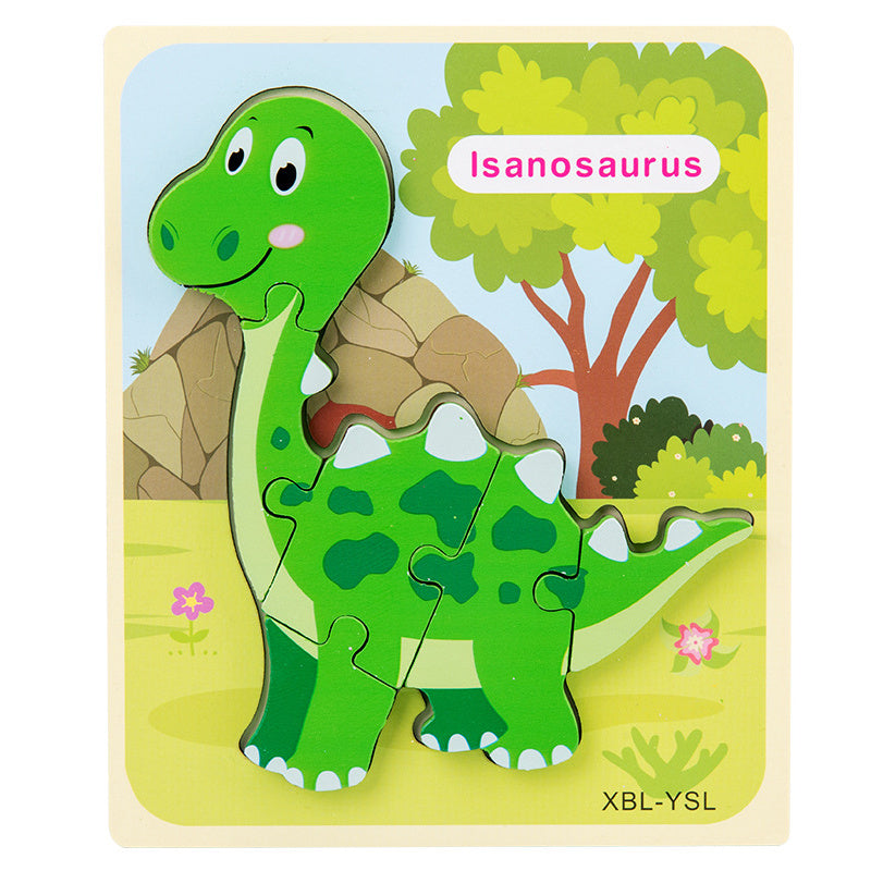 Puzzle 3D en Bois pour Enfants - Dinosaure Cartoon, Jeu Éducatif Montessori pour l'Éveil Précoce"