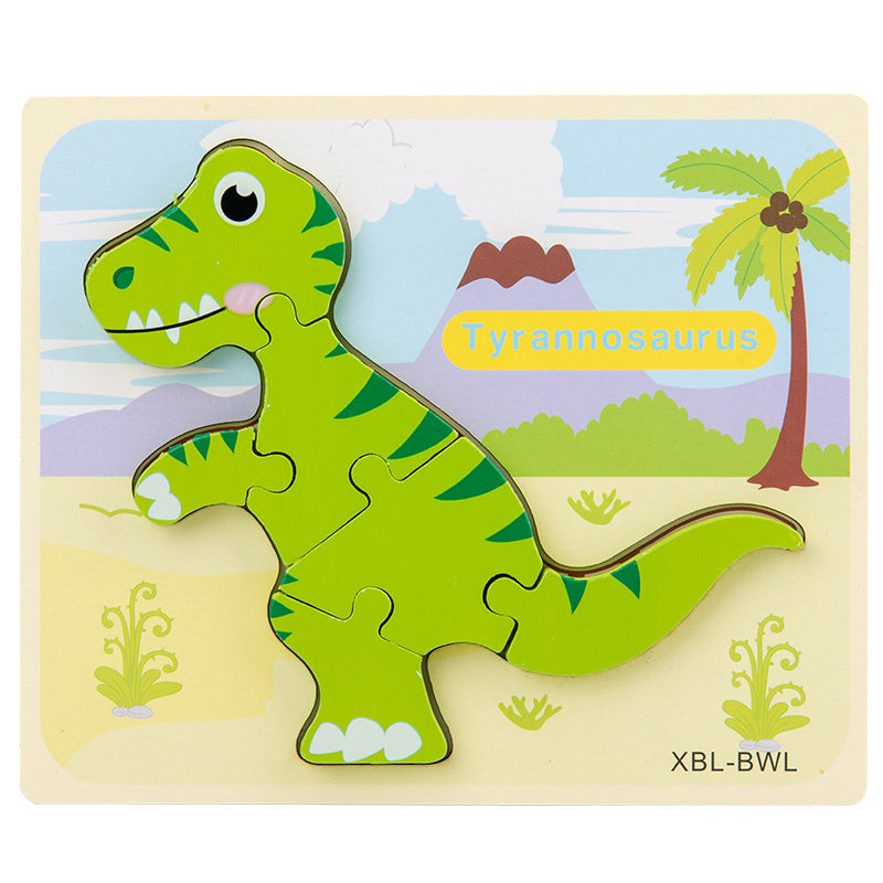 Puzzle 3D en Bois pour Enfants - Dinosaure Cartoon, Jeu Éducatif Montessori pour l'Éveil Précoce"
