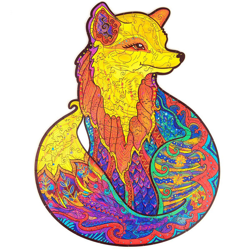 Puzzle en bois artisanal – Animaux 🧩🦊🐘