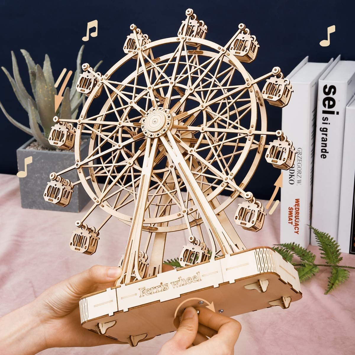 Maquette en Bois à Construire - Grande Roue Musicale Tournante pour Enfants (TGN01)
