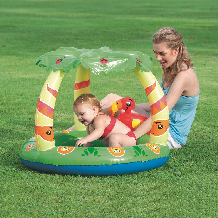 Piscine Gonflable Enfant Bébé avec Pare-Soleil – Anti-Sable, Protection UV 50+, Facile à Installer et Transporter – Idéale Jardin, Terrasse, Plage