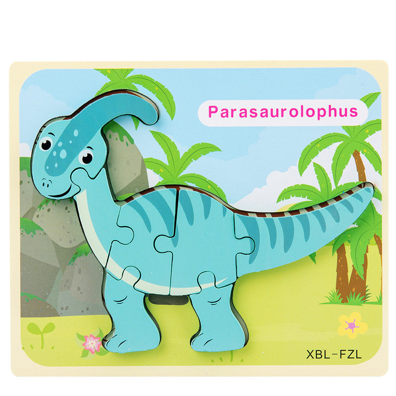 Puzzle 3D en Bois pour Enfants - Dinosaure Cartoon, Jeu Éducatif Montessori pour l'Éveil Précoce"