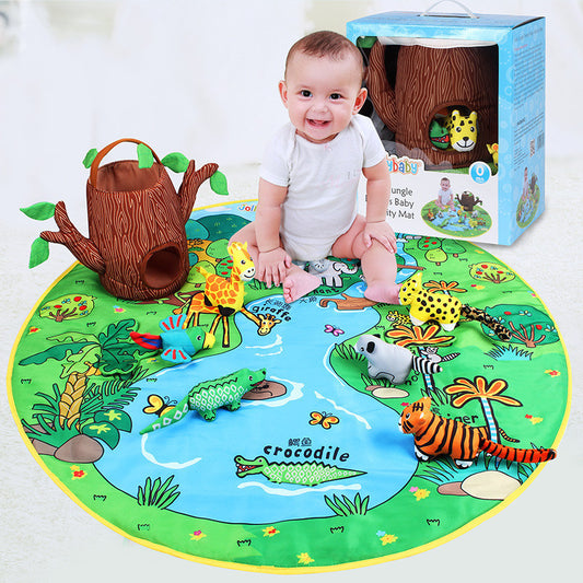 Tapis d’éveil pour bébé avec jouets animaux – apprentissage précoce et jeux sensoriels