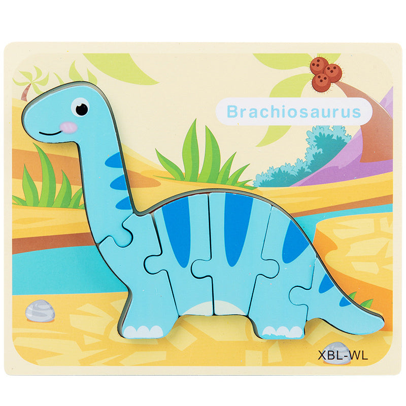 Puzzle 3D en Bois pour Enfants - Dinosaure Cartoon, Jeu Éducatif Montessori pour l'Éveil Précoce"