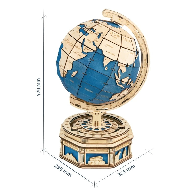 Robotime Globe Terrestre 3D en Bois – Puzzle de 567 Pièces à Assembler, Carte des Océans, Jeu Éducatif et Décoratif