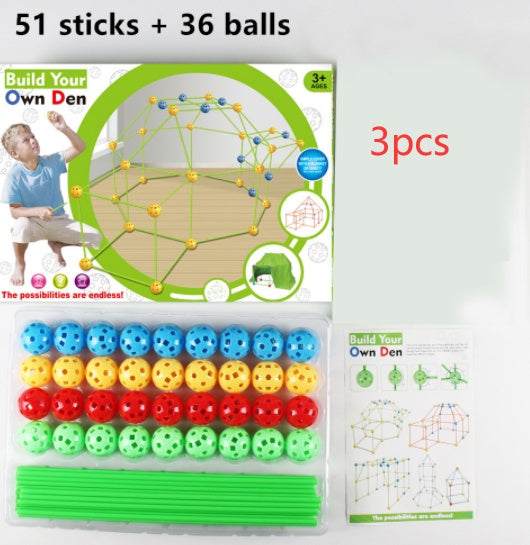 Kit de Construction de Fort en Perles pour Enfants - Jeu de Tente Créatif et Modulable
