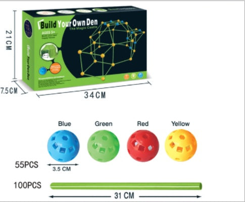 Kit de Construction de Fort en Perles pour Enfants - Jeu de Tente Créatif et Modulable