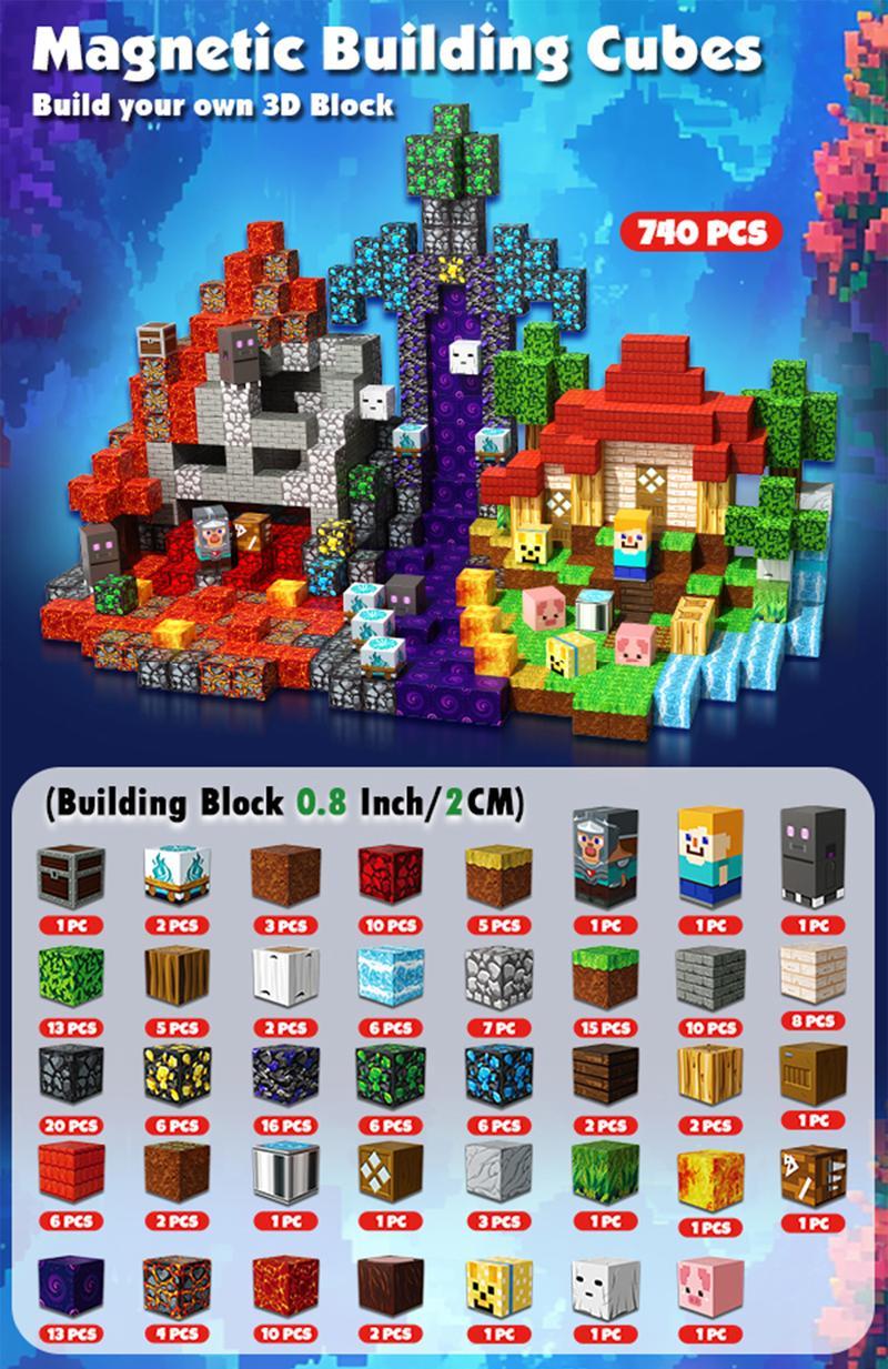 "200 Blocs Magnétiques - Aventure au Parc des Fantômes". Mincraft