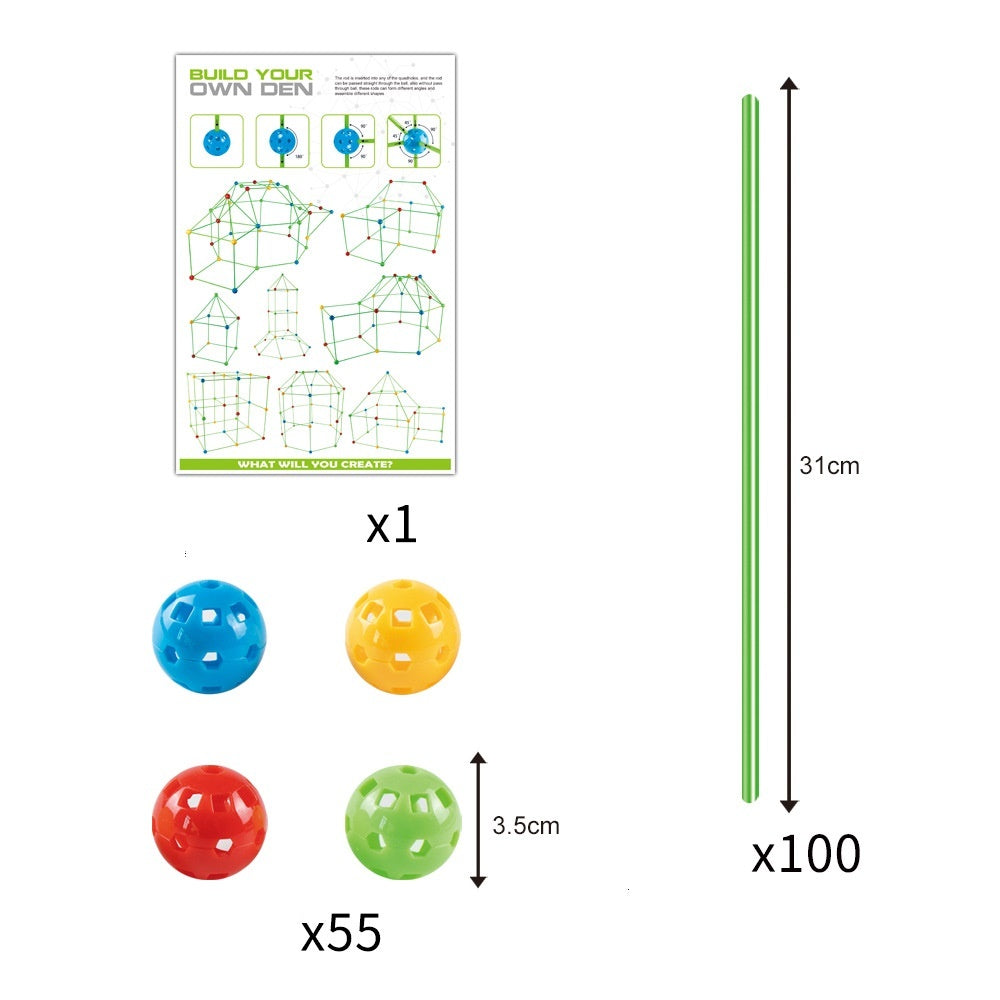 Kit de Construction de Fort en Perles pour Enfants - Jeu de Tente Créatif et Modulable