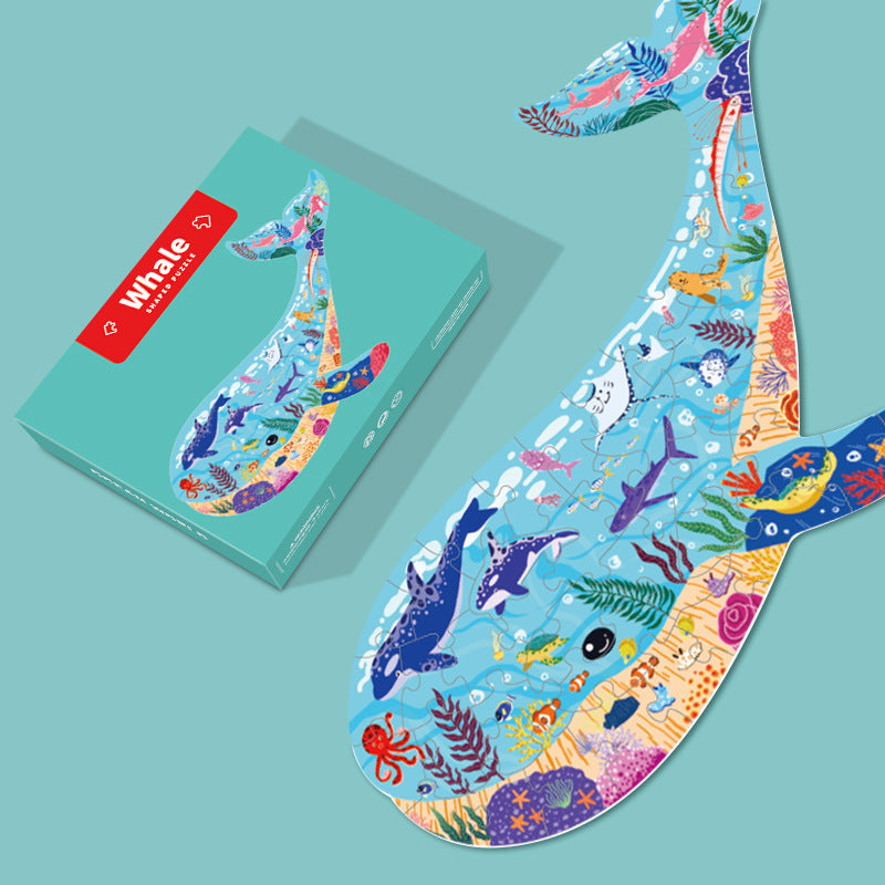 Puzzle en bois artisanal – Animaux 🧩🦊🐘