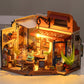 ROBOTIME DIY Miniature House Kit Corner Bookstore, Wooden Dollhouse Model Building Kit With LED For Adults And Children, Birthday Gift DG164