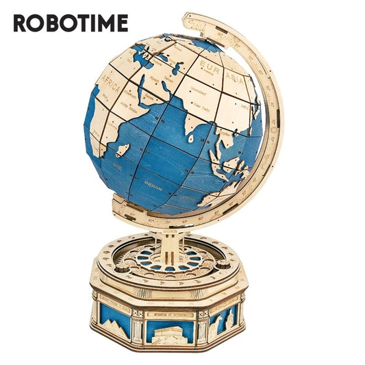 Robotime Globe Terrestre 3D en Bois – Puzzle de 567 Pièces à Assembler, Carte des Océans, Jeu Éducatif et Décoratif